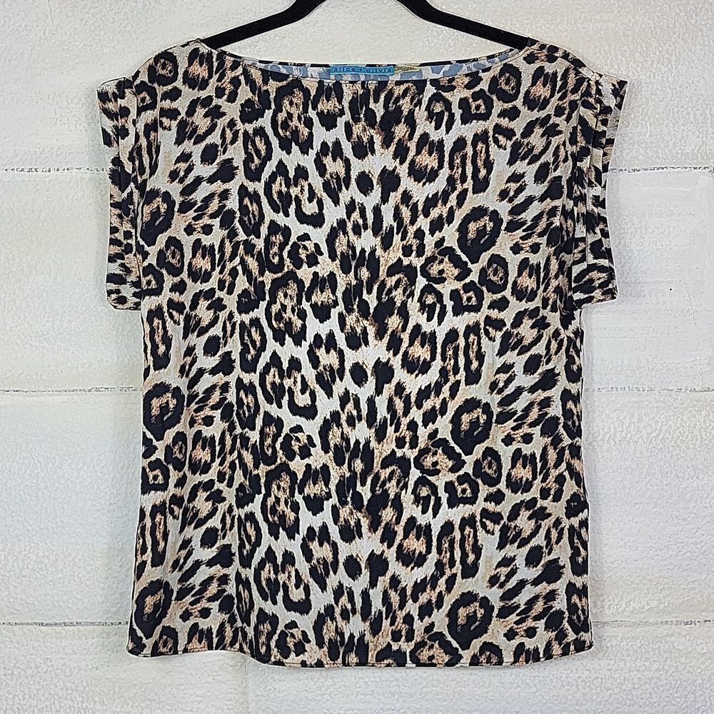 Alice +‎ Olivia cheetah, 100% silk top. Size XS